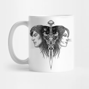 Man and woman in love with a dagger Mug